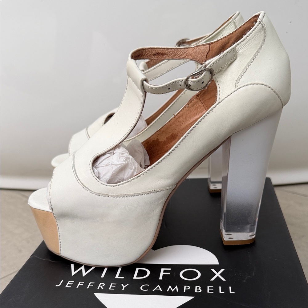 Jeffrey Campbell White Peep Toe platform Heels - Picture 3 of 10